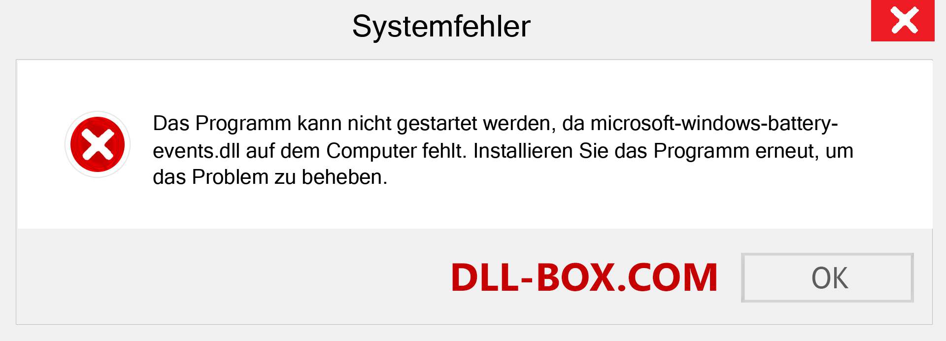 microsoft-windows-battery-events.dll-Datei fehlt?. Download für Windows 7, 8, 10 - Fix microsoft-windows-battery-events dll Missing Error unter Windows, Fotos, Bildern